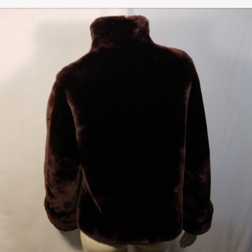 VTG Joseph Horne Co. Lesley Pittsburgh Dark Faux Fur Jacket Luxury Coat L/XL - Picture 3 of 7